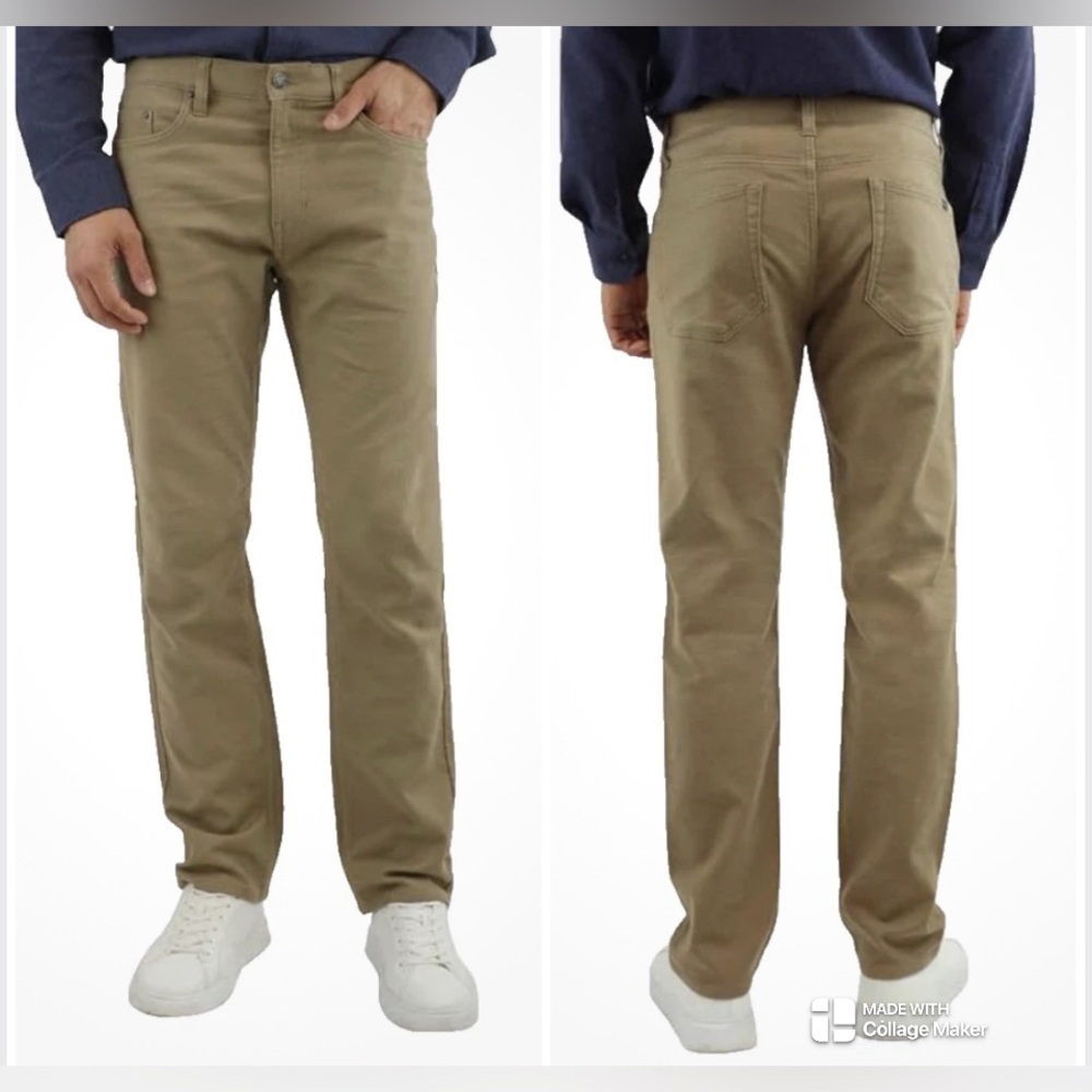 Jachs Men’s 5 Pocket Pant Straight Fit Stretch Fabric Tan Kahki Brown Size 35/28